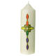 Candle with decorated rainbow cross 16.5x5 cm s1
