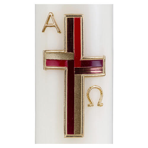 Candle with red and gold cross 16.5x5 cm 2
