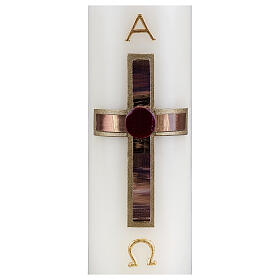 Bougie croix marron or 16x5 cm s2