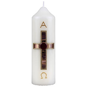 Candela croce marrone oro 165x50 mm s1