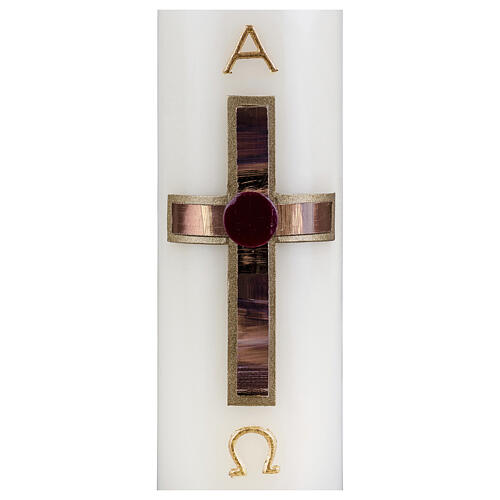 Candela croce marrone oro 165x50 mm 2