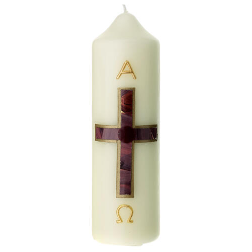 Church candle with brown gold cross 160x50 mm 1