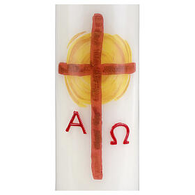 Świeca dek, krzyż czerwony i słońce, 165x50 mm