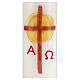 Church candle red cross sun 165x50 mm s2