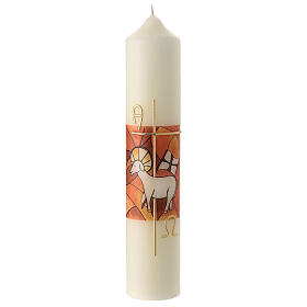 Golden cross lamb of God candle 30x6 cm
