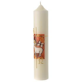 Golden cross lamb of God candle 30x6 cm