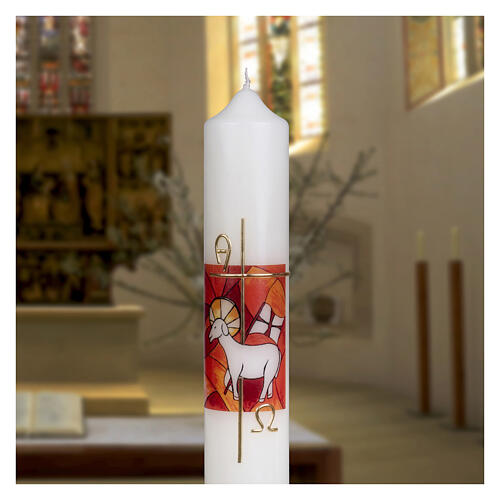 Candle Lamb of God golden cross 300x60 mm beeswax 3