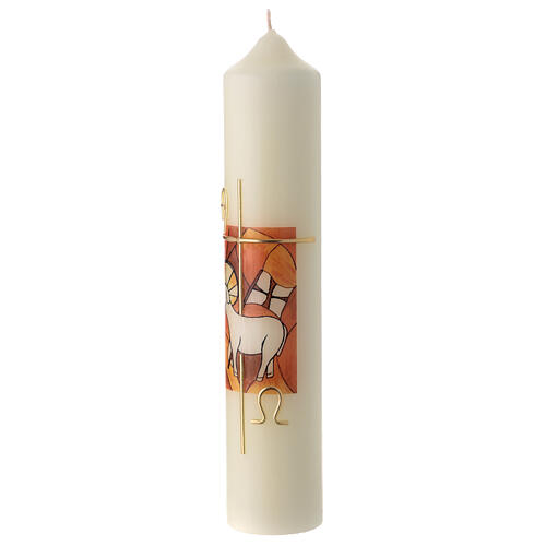 Candle Lamb of God golden cross 300x60 mm beeswax 2