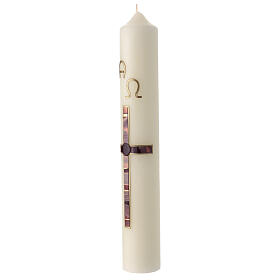 Easter candle with brown and gold cross 40x6 cm