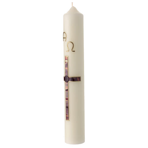 Easter candle with brown and gold cross 40x6 cm 2