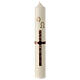 Easter candle with brown and gold cross 40x6 cm s1