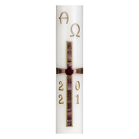 Easter candle with brown gold cross 400x60 mm beeswax s2