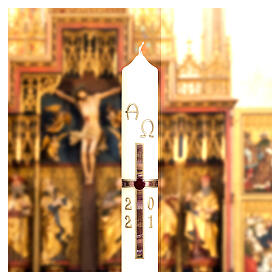Easter candle with brown gold cross 400x60 mm beeswax s3