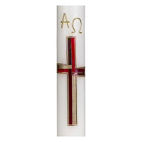 Easter candle with red and gold cross 40x6 cm