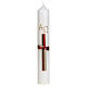 Easter candle with red and gold cross 40x6 cm s1