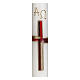 Easter candle with red and gold cross 40x6 cm s2