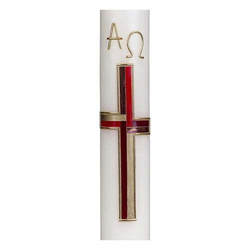 Easter candle with red gold cross 400x60 mm beeswax 2
