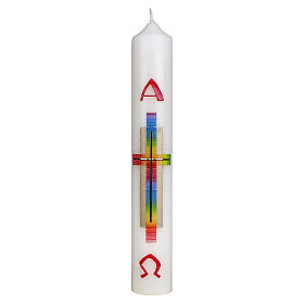 Easter candle with rainbow cross 40x6 cm