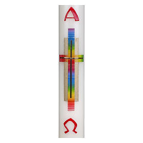 Easter candle gold rainbow cross 400x60 mm beeswax