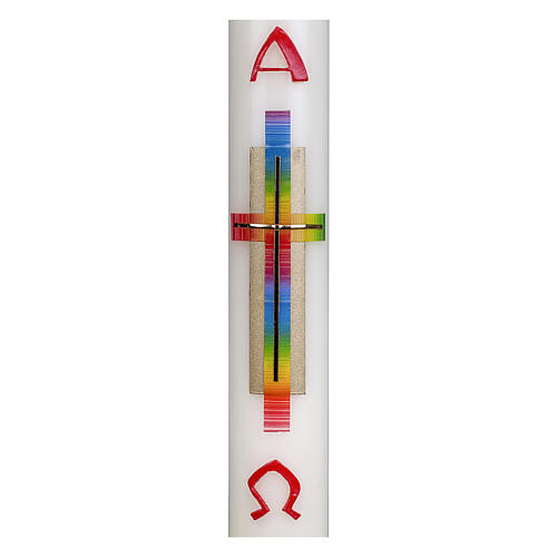 Easter candle gold rainbow cross 400x60 mm beeswax 2