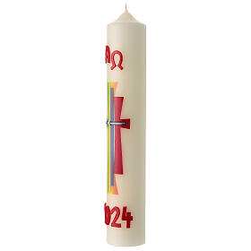 Easter candle with rainbow cross 40x7 cm