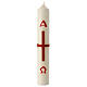 Easter candle with a simple red and gold cross 40x6 cm s1