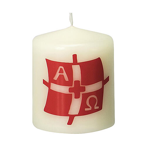 Candle with Resurrection flag 6x5 cm 1