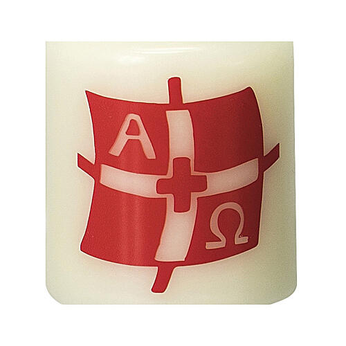 Candle with Resurrection flag 6x5 cm 2