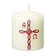 Kerze mit rotem Kreuz und Ornamenten, 60x50 mm s1