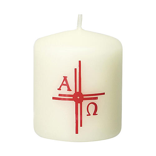 Candle with red cross rays 60x50 mm 1