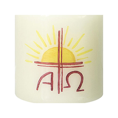 Candle with cross sun Alpha and Omega 6x5 cm 2