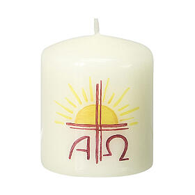 Candle with cross sun Alpha Omega 60x50 mm