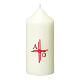 Kerze mit doppeltem Kreuz in rot, 115x50 mm s1