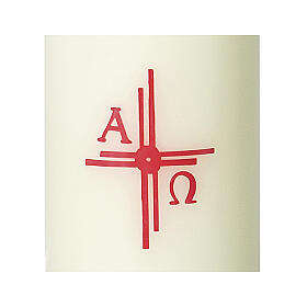 Church candle red double cross 115x50 mm