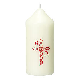 Candle with undulated red cross 11.5x5 cm
