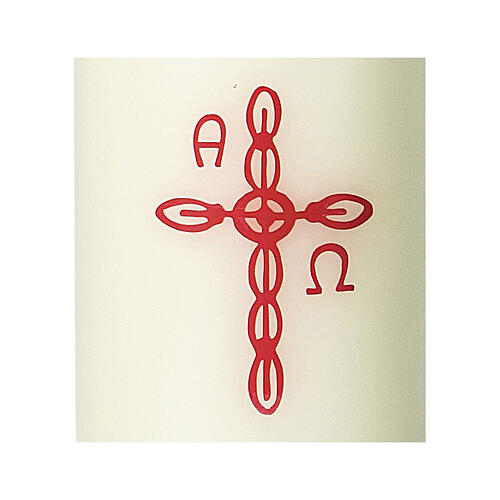 Candle with undulated red cross 11.5x5 cm 2