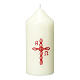 Candle with undulated red cross 11.5x5 cm s1