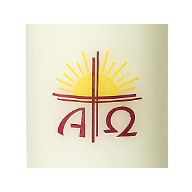 Ivory candle with yellow sun cross 115x50 mm