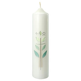 Baptism candle branch leaves 265x60 mm