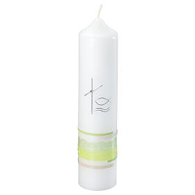 Candle green cross fish Baptism 265x60 mm