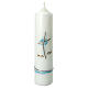 Light blue candle for Baptism, cross and fishes, 265x60 mm s1