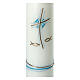 Light blue candle for Baptism, cross and fishes, 265x60 mm s2