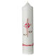 Pink candle for Baptism, cross and fishes, 265x60 mm s1
