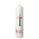 Ivory candle for Baptism, pink and silver cross, 265x60 mm s1
