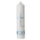 Candle for Baptism, silver and light blue cross, 265x60 mm s1