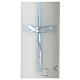 Candle for Baptism, silver and light blue cross, 265x60 mm s2