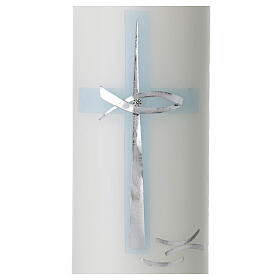 Baptism candle with blue silver cross 265x60 mm