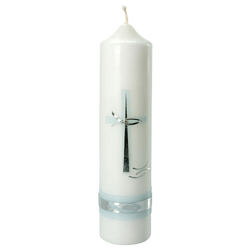 Baptism candle with blue silver cross 265x60 mm 1