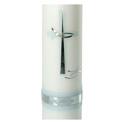 Baptism candle with blue silver cross 265x60 mm 2