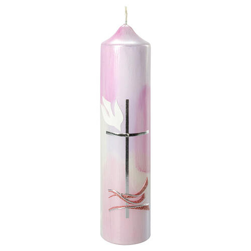 Vela cor-de-rosa Espírito Santo Batismo 26,5x6 cm 1